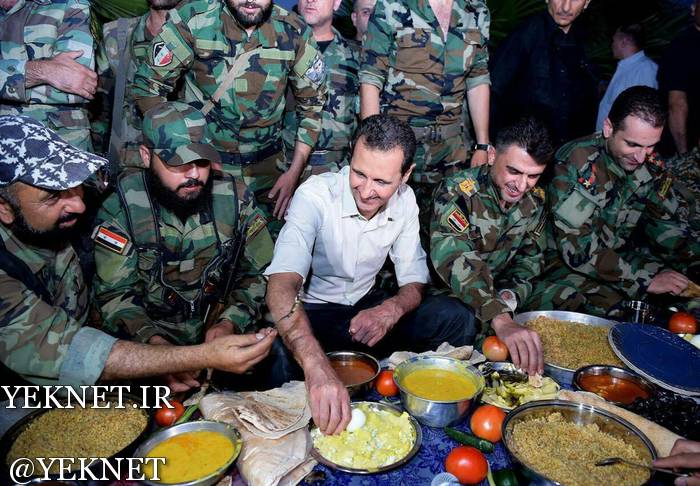 |عکس| افطار بشار اسد در خط مقدم 