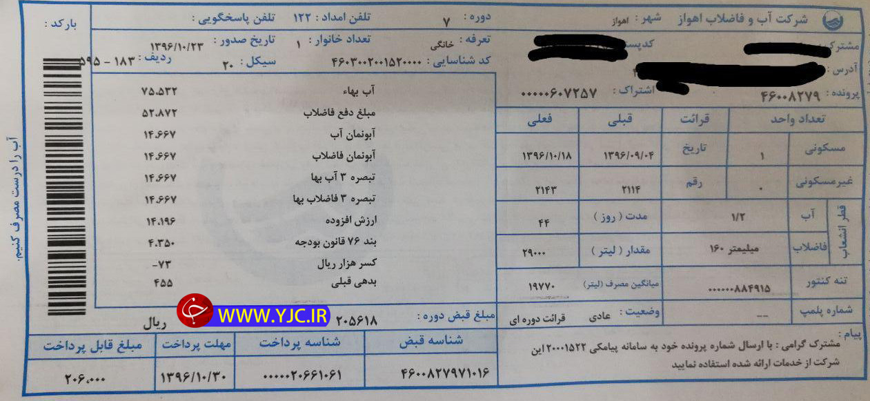 قبض آب یا منوی رستوران؟! + عکس