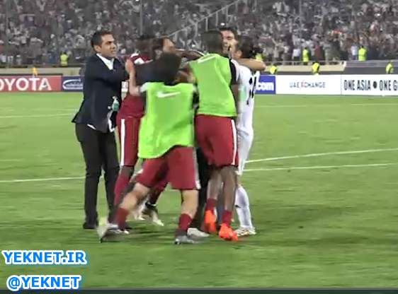 فیلم درگیری بازیکنان تیم ملی ایران و قطر استادیوم آزادی 5 شنبه 11 شهریور 95