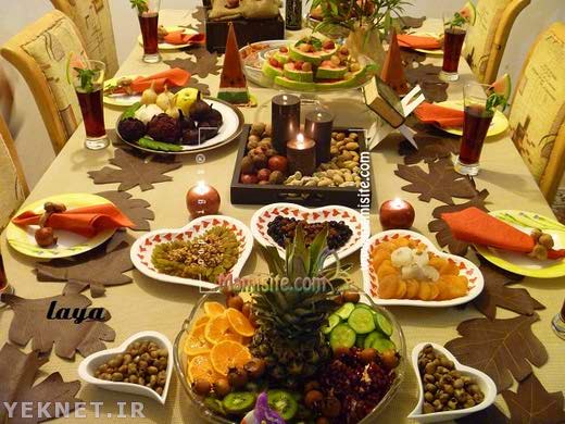 تزیین سفره شب یلدا - مدل تزیین سفره شب یلدا